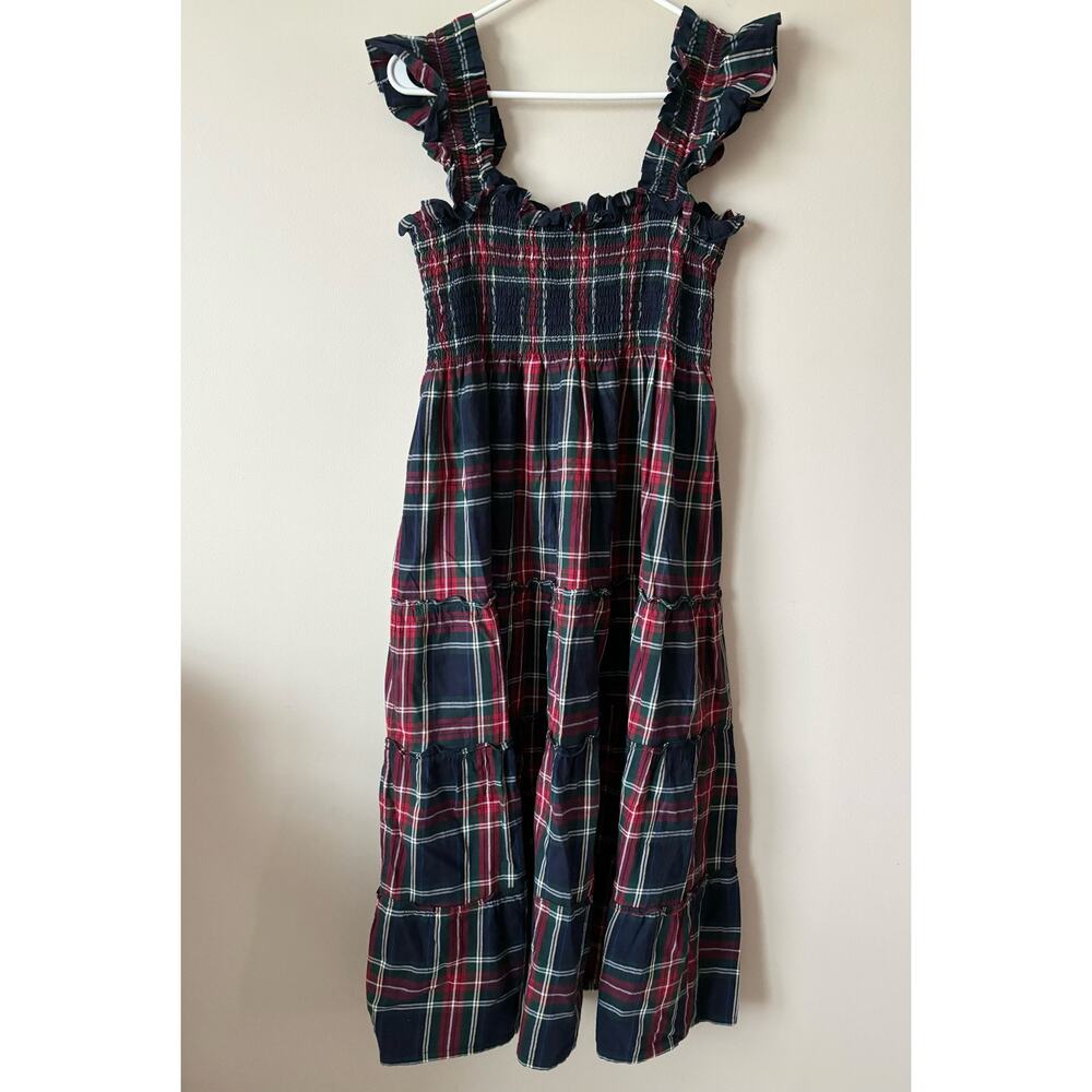HILL HOUSE HOME Ellie Nap Dress Navy Tartan Plaid Size M Midi
